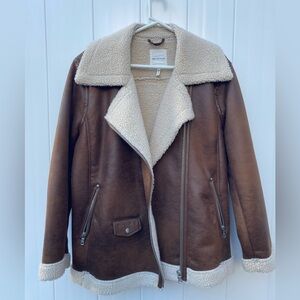 Avec Les Filles Faux Leather Shearling Jacket XL